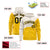 Custom Cream Gold Color Block Varsity Full-Zip Letterman Wave Hoodie Jacket