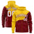 Custom Gold Crimson Color Block Varsity Full-Zip Letterman Wave Hoodie Jacket