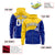 Custom Gold Royal Blue Color Block Varsity Full-Zip Letterman Wave Hoodie Jacket