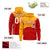 Custom Yellow Red Color Block Varsity Full-Zip Letterman Wave Hoodie Jacket