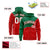 Custom Green Red Color Block Varsity Full-Zip Letterman Wave Hoodie Jacket