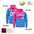 Custom Pink Powder Blue Color Block Varsity Full-Zip Letterman Wave Hoodie Jacket