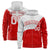 Custom Light Gray Red Color Block Varsity Full-Zip Letterman Wave Hoodie Jacket