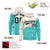 Custom Cream Aqua Color Block Varsity Full-Zip Letterman Wave Hoodie Jacket