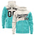 Custom Cream Aqua Color Block Varsity Full-Zip Letterman Wave Hoodie Jacket