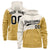 Custom Cream Old Gold Color Block Varsity Full-Zip Letterman Wave Hoodie Jacket