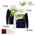 Custom Cream Navy Color Block Varsity Full-Zip Letterman Wave Hoodie Jacket