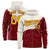 Custom Cream Crimson Color Block Varsity Full-Zip Letterman Wave Hoodie Jacket