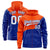 Custom Orange Royal Blue Color Block Varsity Full-Zip Letterman Wave Hoodie Jacket