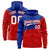 Custom Royal Blue Red Color Block Varsity Full-Zip Letterman Wave Hoodie Jacket