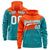 Custom Orange Aqua Color Block Varsity Full-Zip Letterman Wave Hoodie Jacket