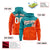 Custom Aqua Orange Color Block Varsity Full-Zip Letterman Wave Hoodie Jacket