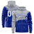 Custom Gray Royal Blue Color Block Varsity Full-Zip Letterman Wave Hoodie Jacket