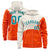 Custom Cream Orange Color Block Varsity Full-Zip Letterman Wave Hoodie Jacket