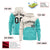 Custom Cream Aqua Color Block Varsity Full-Zip Letterman Wave Hoodie Jacket