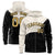 Custom Cream Black Color Block Varsity Full-Zip Letterman Wave Hoodie Jacket