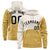 Custom Cream Old Gold Color Block Varsity Full-Zip Letterman Wave Hoodie Jacket