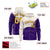 Custom Cream Purple Color Block Varsity Full-Zip Letterman Wave Hoodie Jacket