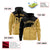 Custom Black Old Gold Color Block Varsity Full-Zip Letterman Wave Hoodie Jacket