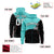 Custom Aqua Black Color Block Varsity Full-Zip Letterman Wave Hoodie Jacket