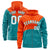 Custom Orange Aqua Color Block Varsity Full-Zip Letterman Wave Hoodie Jacket