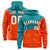 Custom Aqua Orange Color Block Varsity Full-Zip Letterman Wave Hoodie Jacket