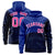 Custom Royal Blue Navy Color Block Varsity Full-Zip Letterman Wave Hoodie Jacket