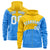 Custom Gold Powder Blue Color Block Varsity Full-Zip Letterman Wave Hoodie Jacket