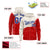 Custom Cream Red Color Block Varsity Full-Zip Letterman Wave Hoodie Jacket