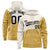 Custom Cream Old Gold Color Block Varsity Full-Zip Letterman Wave Hoodie Jacket