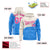 Custom Cream Powder Blue Color Block Varsity Full-Zip Letterman Wave Hoodie Jacket