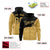 Custom Black Old Gold Color Block Varsity Full-Zip Letterman Wave Hoodie Jacket