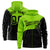 Custom Neon Green Black Color Block Varsity Full-Zip Letterman Wave Hoodie Jacket