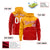 Custom Yellow Red Color Block Varsity Full-Zip Letterman Wave Hoodie Jacket