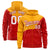 Custom Yellow Red Color Block Varsity Full-Zip Letterman Wave Hoodie Jacket