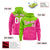 Custom Neon Green Pink Color Block Varsity Full-Zip Letterman Wave Hoodie Jacket