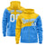 Custom Gold Powder Blue Color Block Varsity Full-Zip Letterman Wave Hoodie Jacket