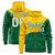 Custom Gold Green Color Block Varsity Full-Zip Letterman Wave Hoodie Jacket