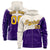 Custom Cream Purple Color Block Varsity Full-Zip Letterman Wave Hoodie Jacket