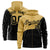 Custom Old Gold Black Color Block Varsity Full-Zip Letterman Wave Hoodie Jacket