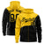 Custom Gold Black Color Block Varsity Full-Zip Letterman Wave Hoodie Jacket