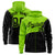 Custom Neon Green Black Color Block Varsity Full-Zip Letterman Wave Hoodie Jacket