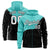 Custom Aqua Black Color Block Varsity Full-Zip Letterman Wave Hoodie Jacket