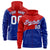 Custom Red Royal Blue Color Block Varsity Full-Zip Letterman Wave Hoodie Jacket