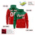 Custom Green Red Color Block Varsity Full-Zip Letterman Wave Hoodie Jacket