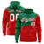 Custom Green Red Color Block Varsity Full-Zip Letterman Wave Hoodie Jacket