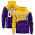 Custom Gold Purple Color Block Varsity Full-Zip Letterman Wave Hoodie Jacket