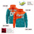 Custom Orange Aqua Color Block Varsity Full-Zip Letterman Wave Hoodie Jacket