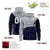 Custom Gray Navy Color Block Varsity Full-Zip Letterman Wave Hoodie Jacket