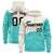 Custom Cream Aqua Color Block Varsity Full-Zip Letterman Wave Hoodie Jacket